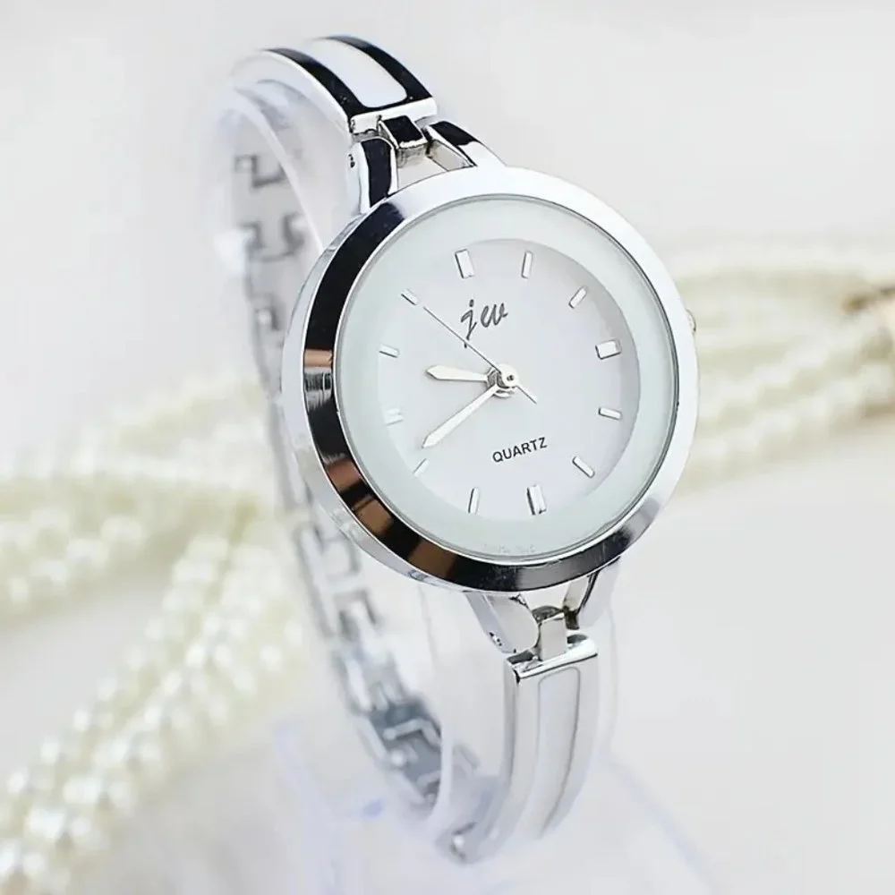 Silver Stainless Steel Women's Quartz Watch White